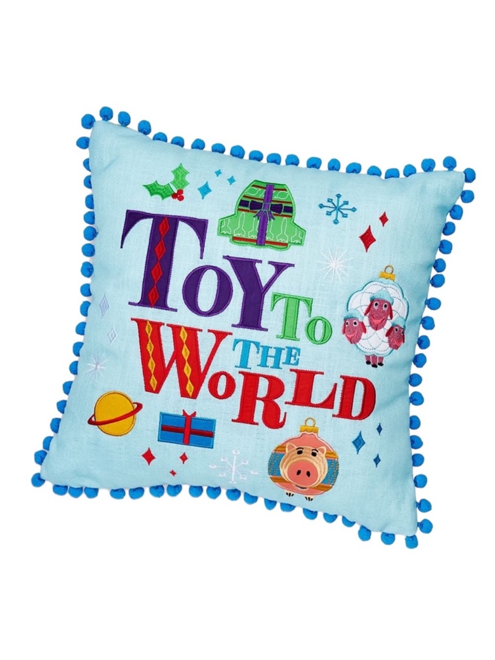 Disney Parks Pixar Toy To The World Christmas Holiday Pillow